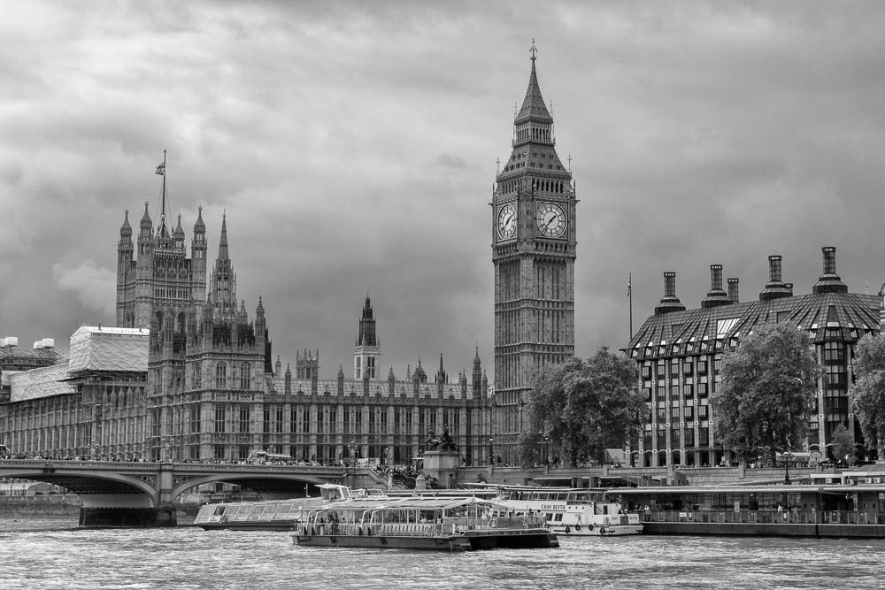 London Westminster Palace in schwarzweiss