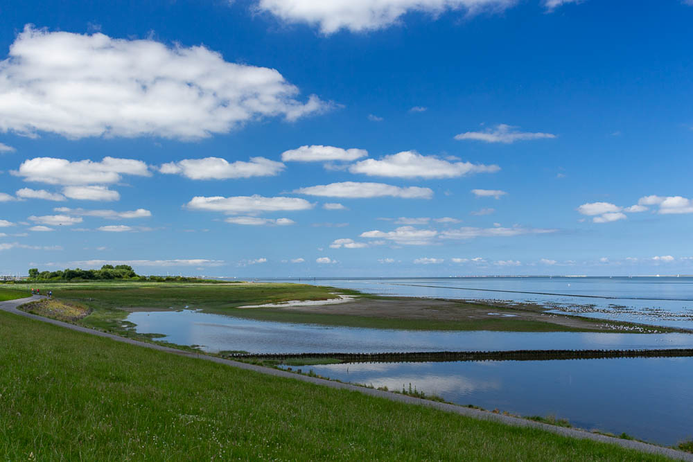 Priele und Wasserflächen im Wattenmeer bei Bensersiel